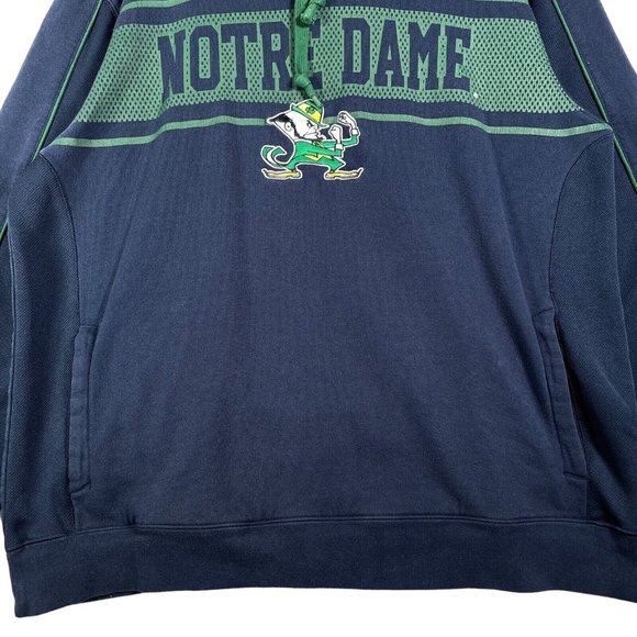 Adidas Notre Dame Pullover Hoodie Size XL Blue Green‎ Logo Spell Out Pockets - Picture 3 of 12
